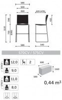 Барный стул ARIZ 570CV - габаритные размеры