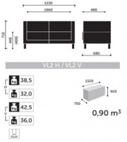 Диван Vancouver Lite VL2 H - габаритные размеры | Profim