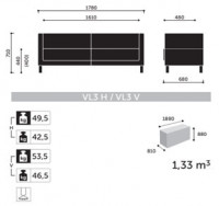 Диван Vancouver Lite VL3 H - габаритные размеры|Profim