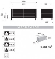 Диван Vancouver Lite VL2,5 V  - габаритные размеры | Profim