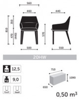  Кресло Chic 20HW / PROFIM - габаритные размеры